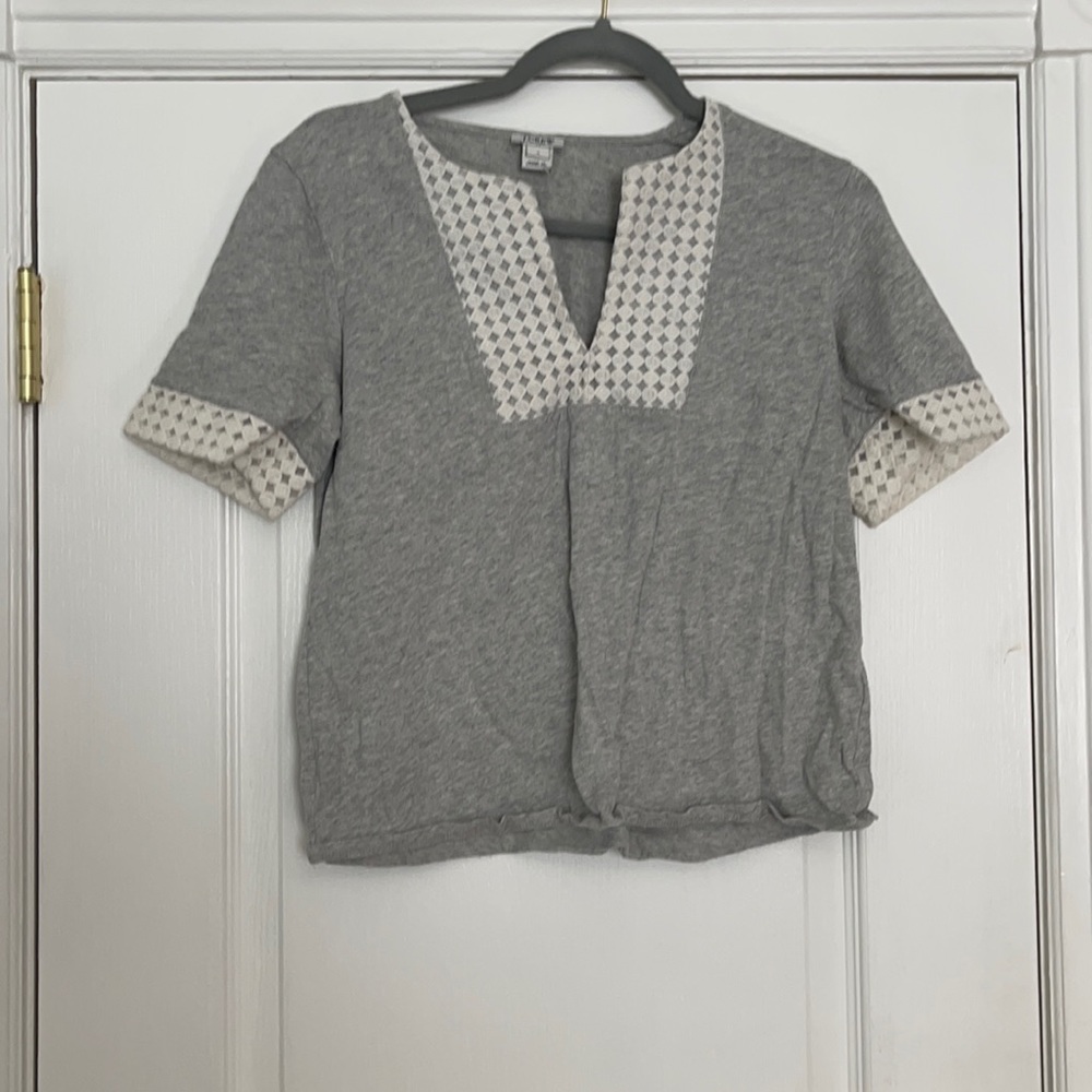 J.Crew grey and white shirt